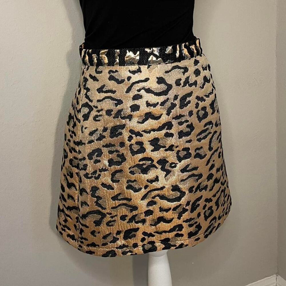 Top shop goldblack leopard print mini skirt NWT sz 8